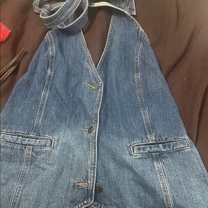 Denim Vest with Button Closure